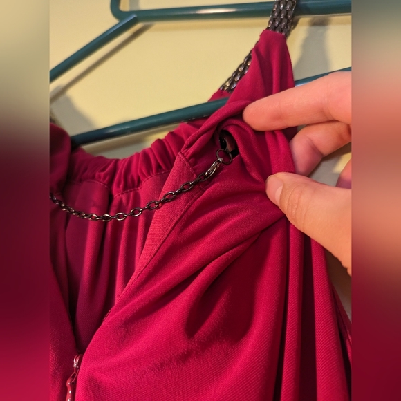 JONES New York Fuschia pink halter ruched dress gunmetal metallic hardware - Picture 4 of 8